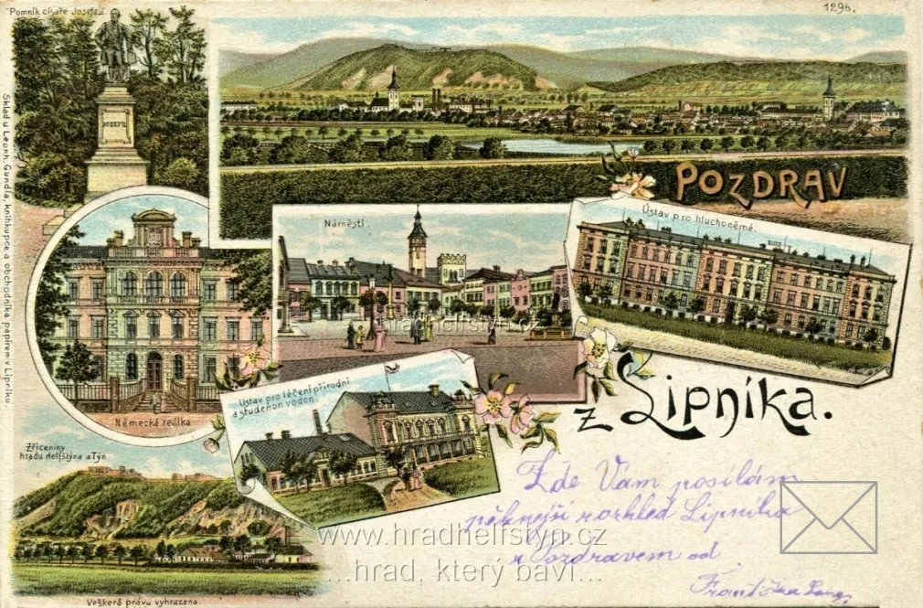 Helfštýn, litografie, DA, prošlá 1899