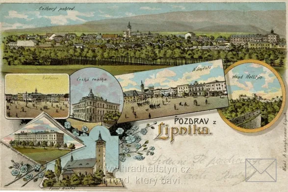 Helfštýn, litografie, DA, prošlá 1902