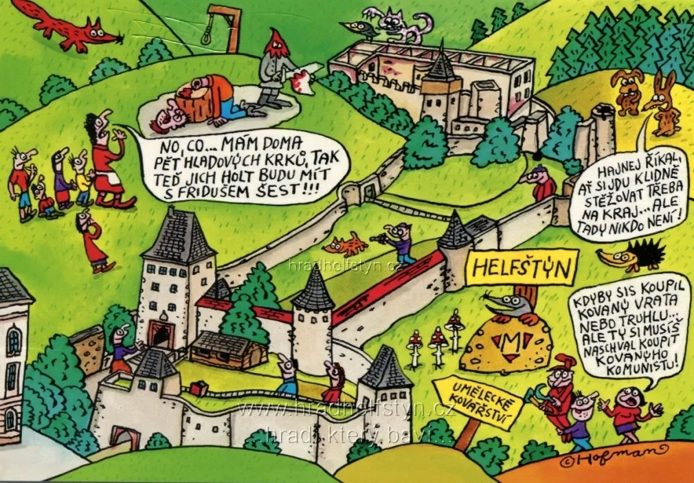 Helfštýn, 16,5x11,5, kresba Zdeněk Hofman, vydal Ivan Rillich