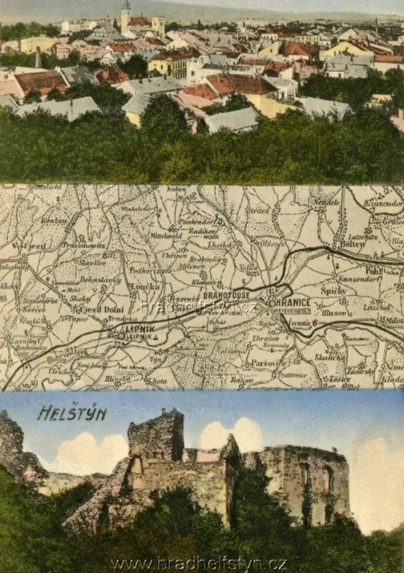 Helfštýn, MF, s mapkou, 1922