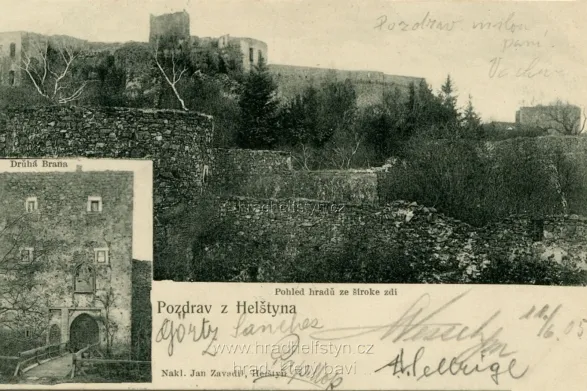 Helfštýn, MF, DA, nakl. Jan Zavadil Helštýn, prošlá 1905