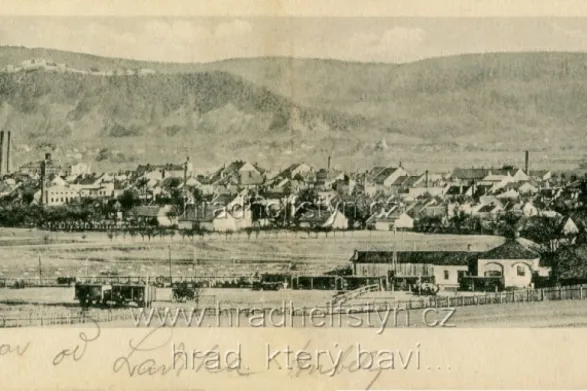 Helfštýn, formát 29x9, DA, nakl. A. Langkramer Lipník, prošlá 1902