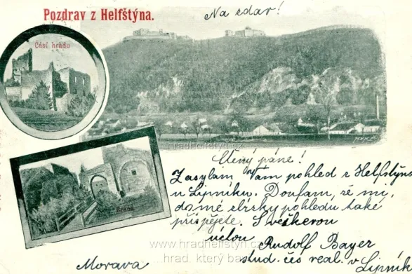 Helfštýn, MF, DA, sklad u F. Jurečky v Lipníku, prošlá 1900