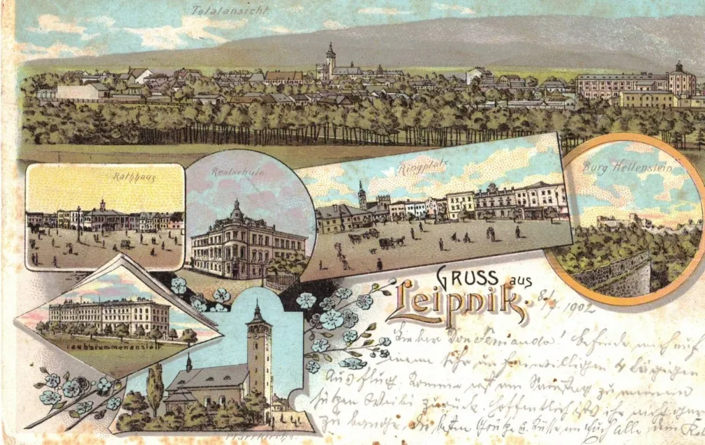 Helfštýn, litografie, DA, prošlá, 1902