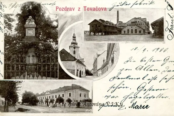 Tovačov, MF, DA, koláž, vydavatel J. Slovák, prošlá 1900