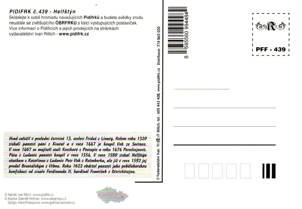 Helfštýn, 16,5x11,5, kresba Zdeněk Hofman, vydal Ivan Rillich