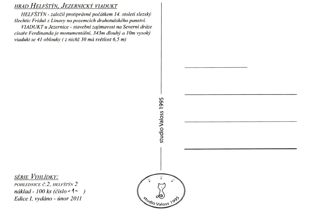 Helfštýn, VF, vydalo studio Valoss v r. 2011, náklad 100 ks