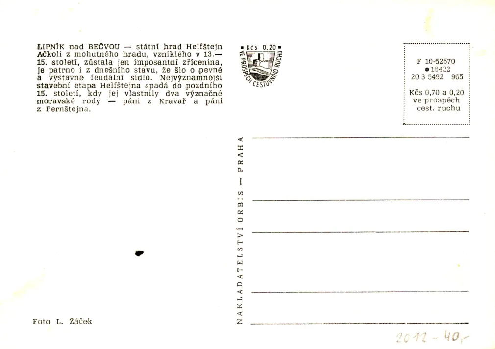 Helfštýn, VF, nakladatelství Orbis