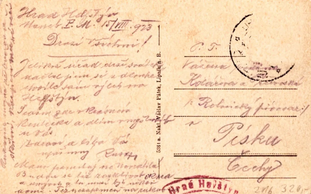 Helfštýn, MF, s mapkou, 1923