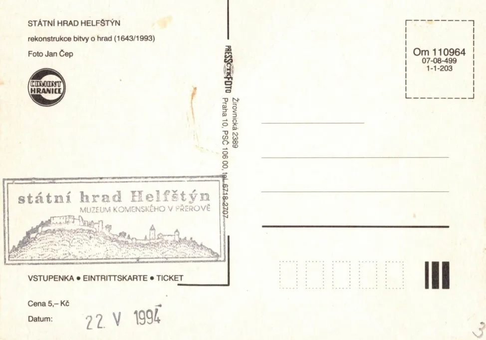 Helfštýn, VF, vstupenka č.119, Rekonstrukce bitvy o hrad (1643/1993)