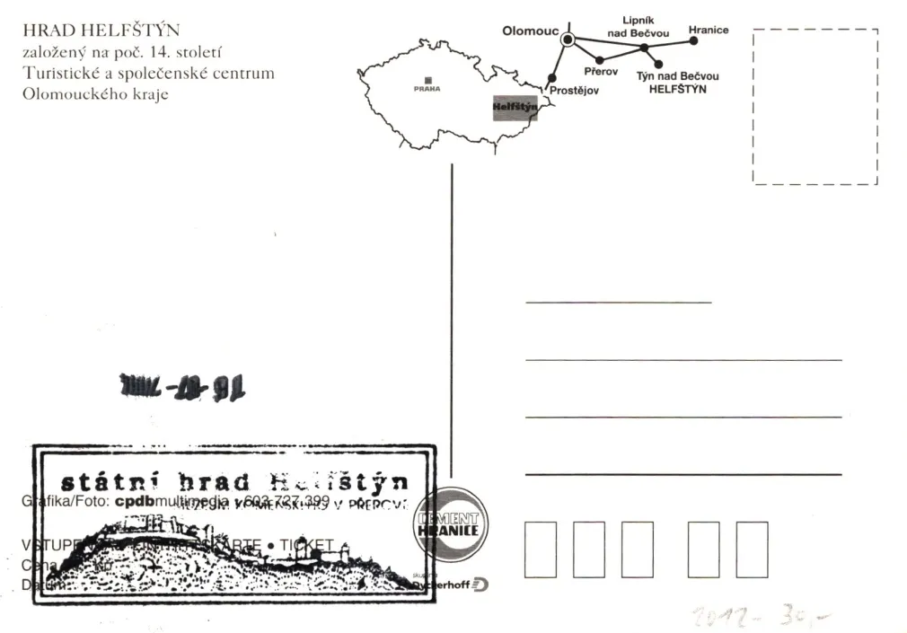 Helfštýn, VF, vstupenka č.122, cpdmultimedia