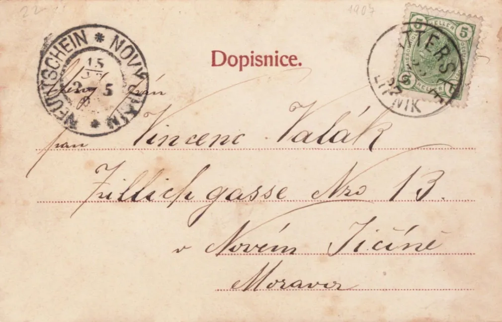 Helfštýn, MF, DA, vyd. Antonín Langkramer Lipník, prošlá 1907