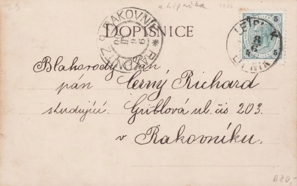 Helfštýn, MF, DA, sklad u F. Jurečky v Lipníku, prošlá 1900