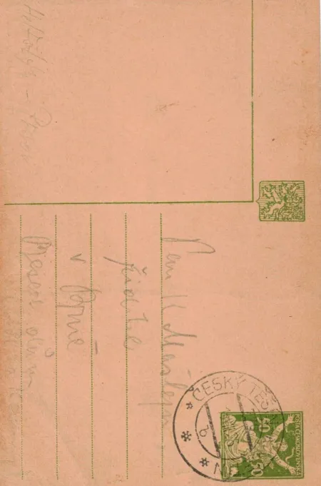 Helfštýn, MF, dopisnice, podpis Petr Bezruč, 1926
